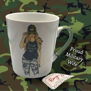 Rongrong Proud Military Wife Mug with Green Handle